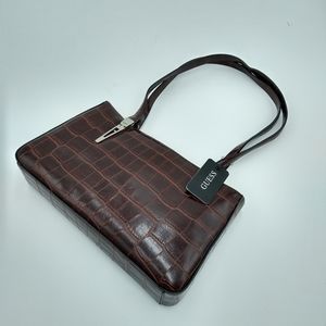 Guess Faux Alligator Skin Brown Purse Bag